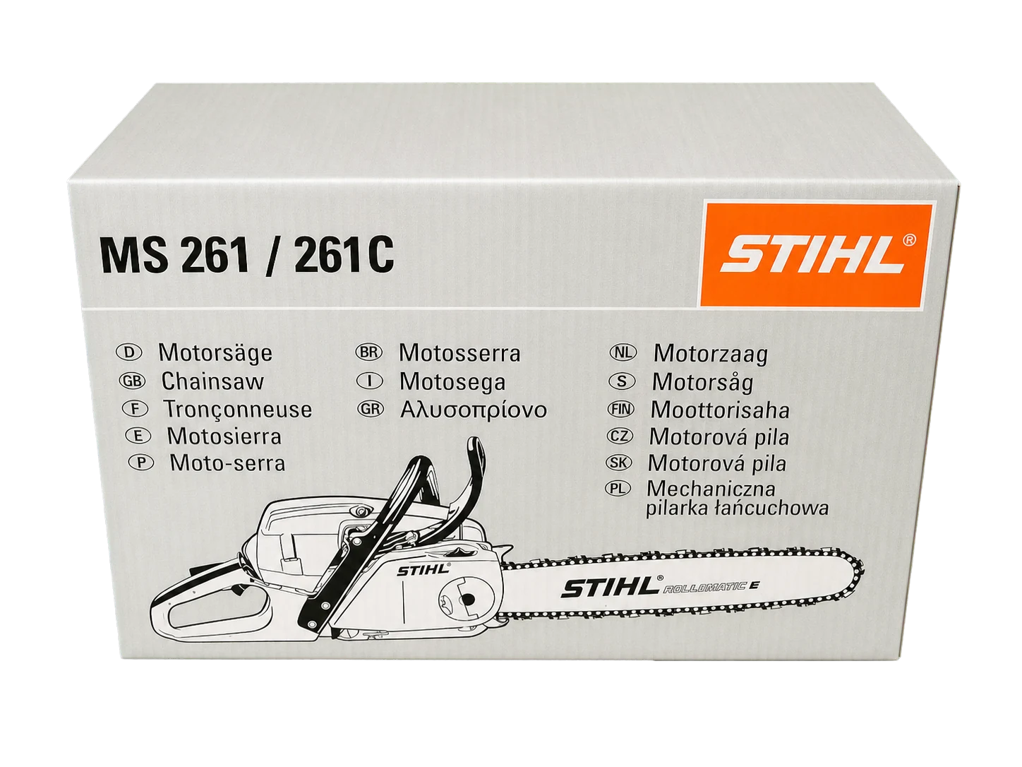 STIHL MS 261 chainsaw box prepared for nationwide shipping